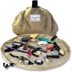 Cosmo Drawstring Cosmetic & Makeup Bag Organizer, Toiletry Bag for Travel Gold